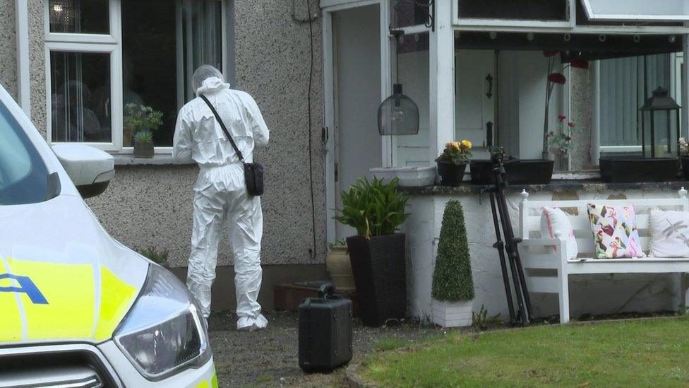 Forensics at scene of Ballymena stabbing.