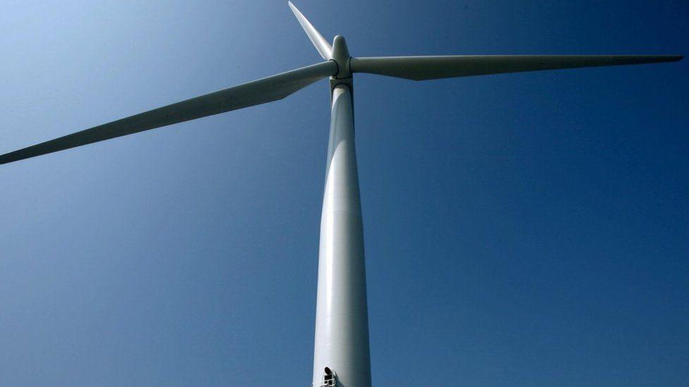 Close up of a wind turbine