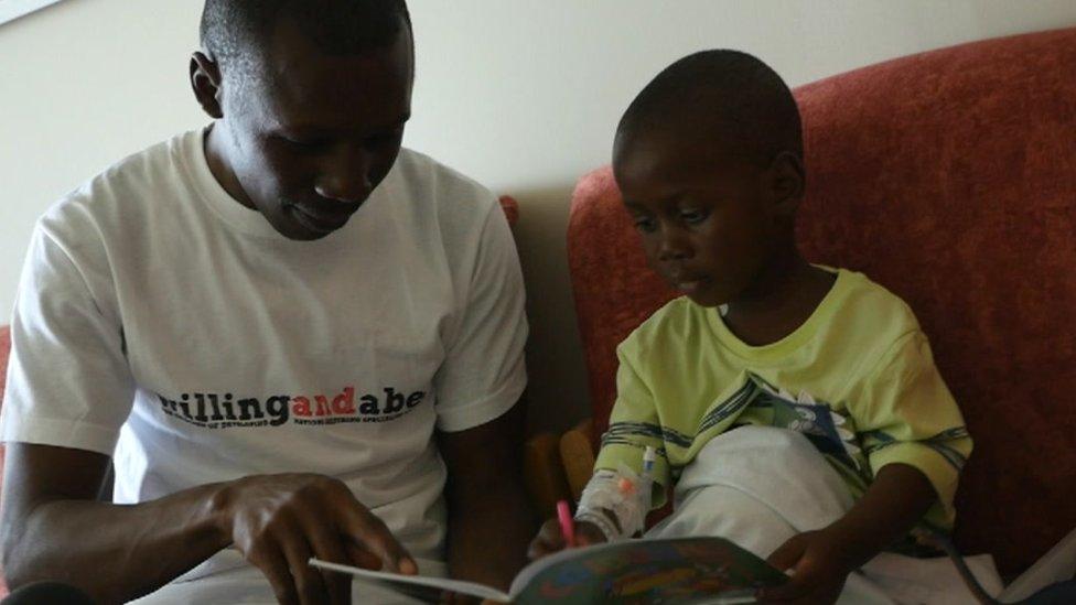 Ethan Suglo recovering after his operation at the John Radcliffe Hospital