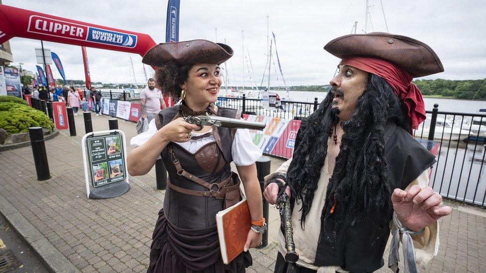 character from Pirates of Caribbean at Foyle maritime festival