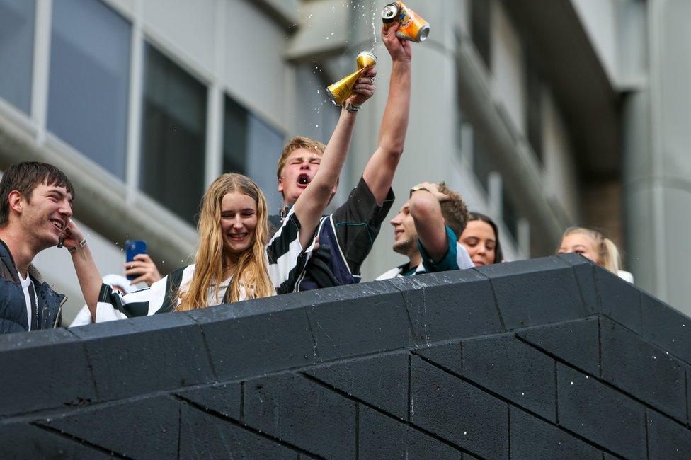 Fans outside St James' Park