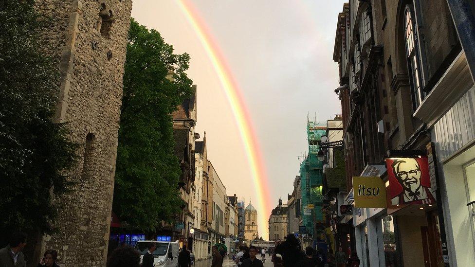 The rainbow that appeared over Oxford on Wednesday evening