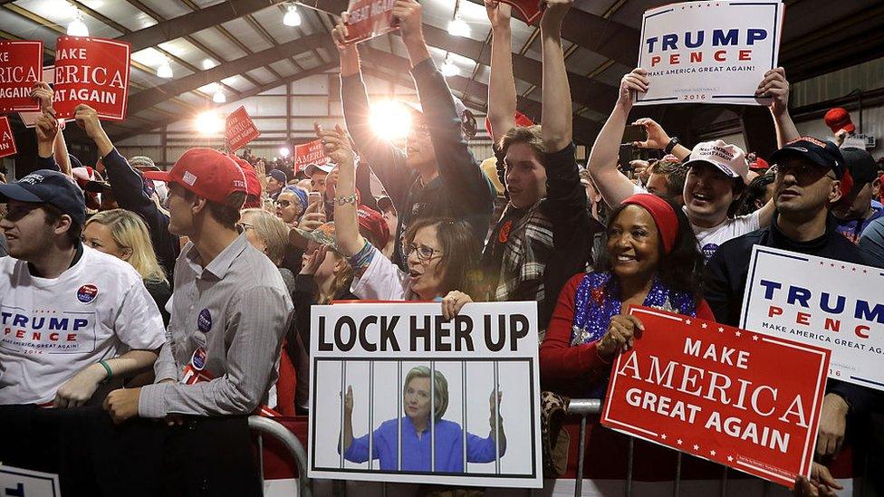 Supporters cheer for Republican presidential nominee Donald Trump during a campaign rally