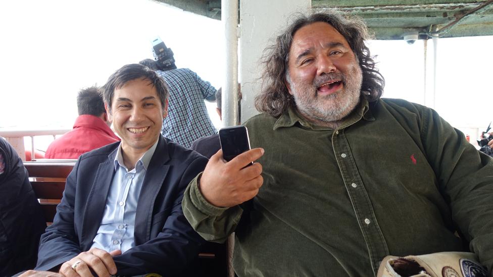 Devrim Yaylali and Yoruk Isik on a Bosphorus ferry