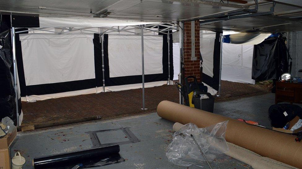 Inside garage at Helen Bailey's home