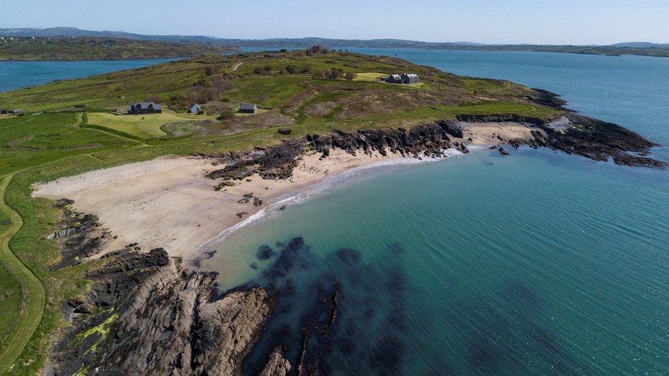 Horse Island houses and beach