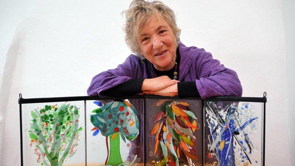 Ruth Schwiening with her glasswork