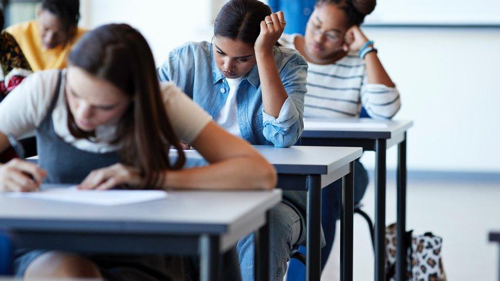 Students doing exams