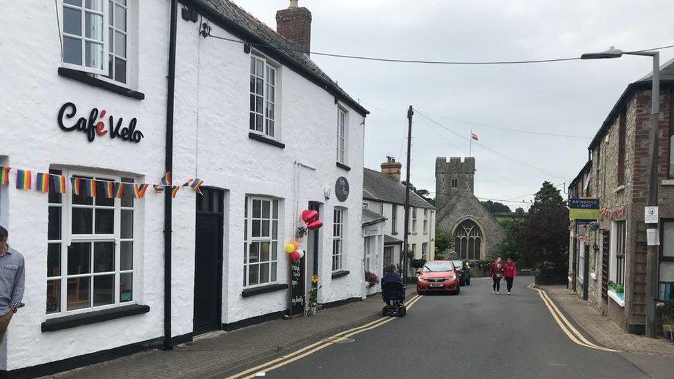 Llantwit Major street with rainbow flags up