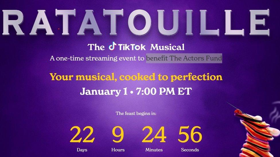 Screen grab of the online ad for Ratatouille the Tik Tok musical