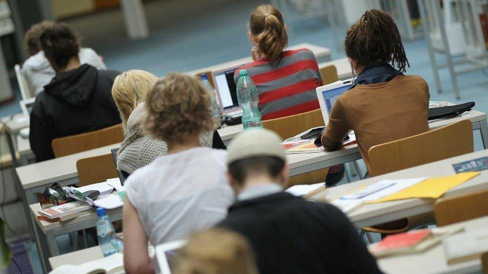 Students in library