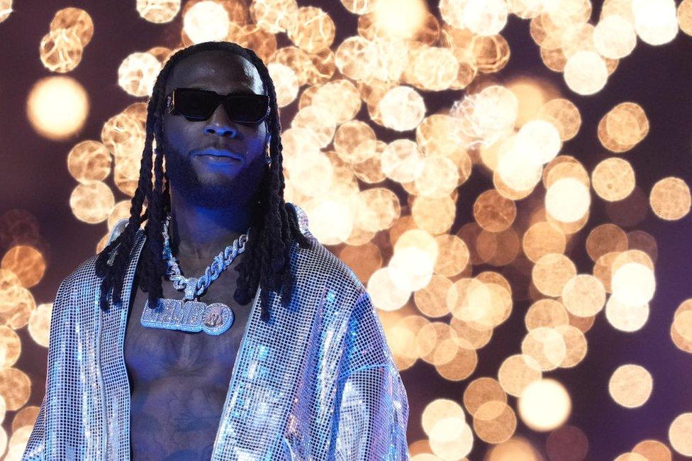 Burna Boy performing at the Uefa Champions' League final in June.