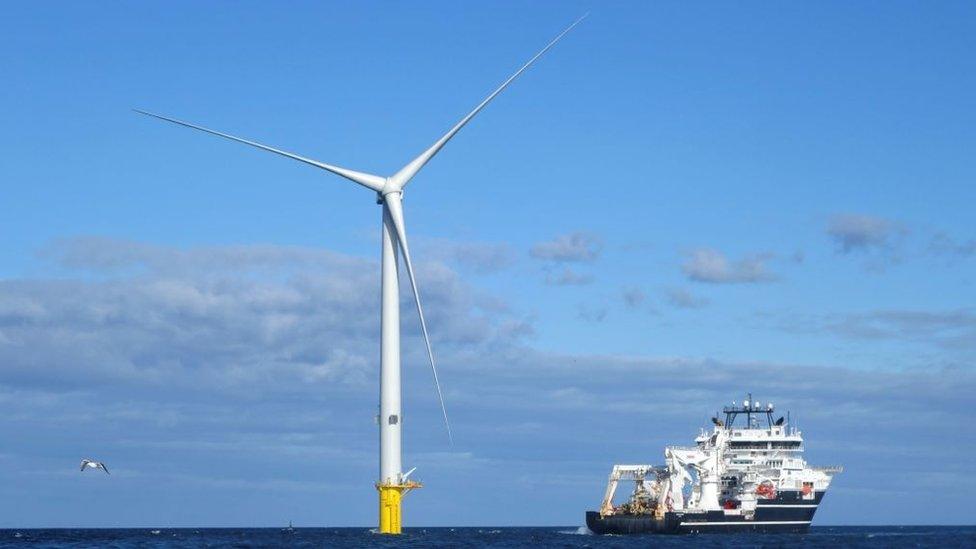 A wind turbine in the sea