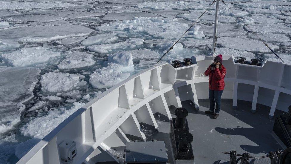 Research boat in the Arctic Ocean