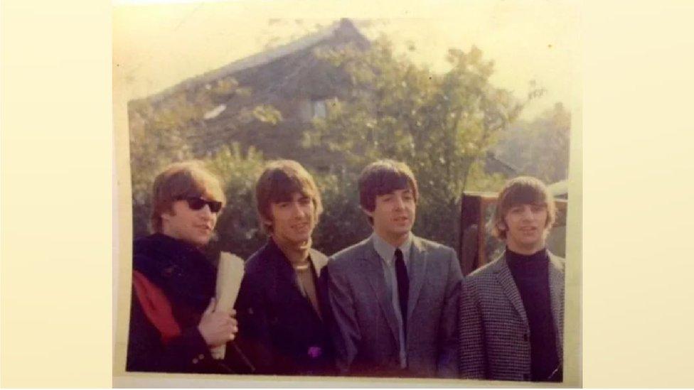 The Beatles pictured outside Holdsworth House in Halifax in 1964