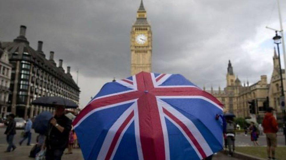 Brexit brolly in front of Big Ben