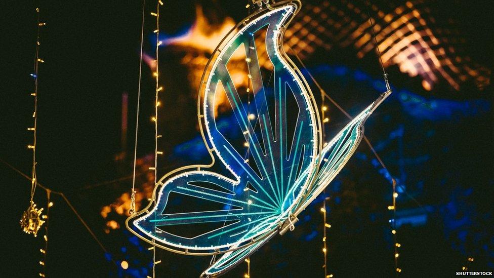 LED butterfly Christmas decoration in Barcelona