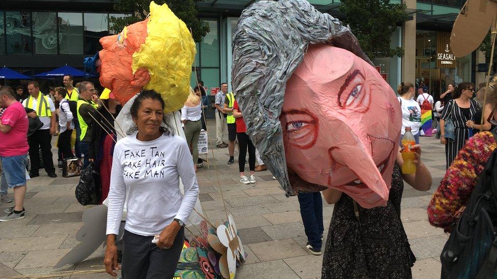 Donald Trump protesters in Cardiff