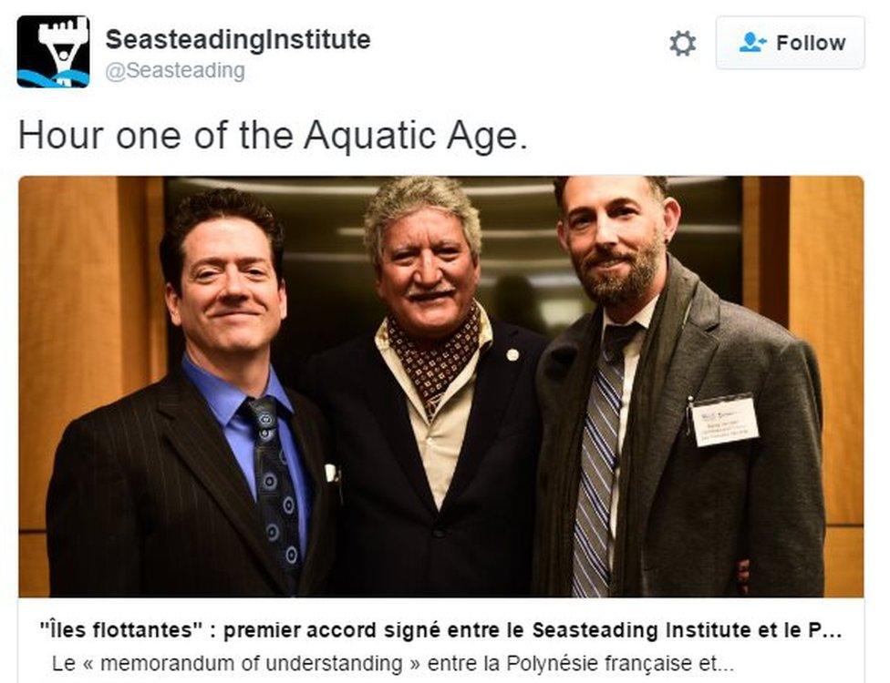 @Seasteading tweets: Hour one of the Aquatic Age.