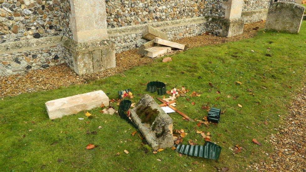 Masonry in the Elmswell church garden