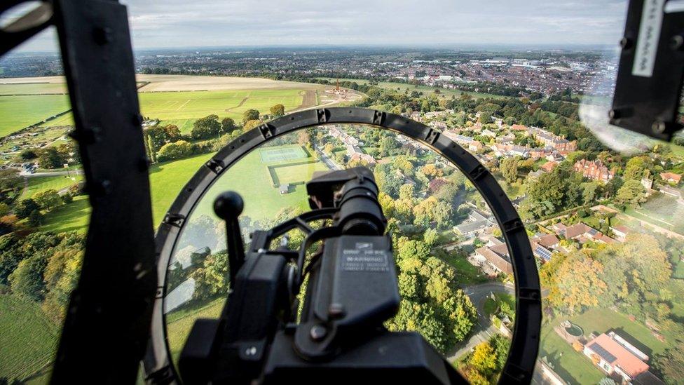 A view of Lincoln from inside the Lancaster