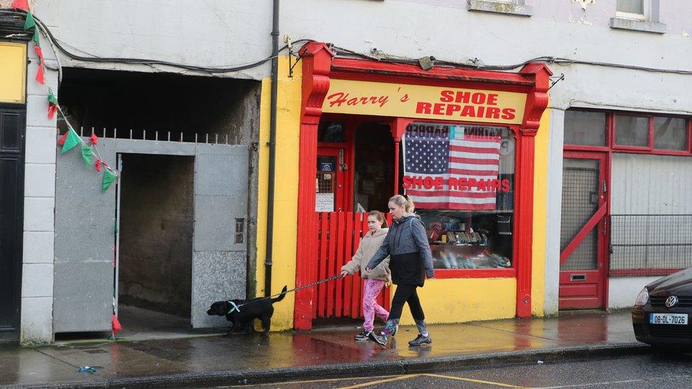 American flag displayed in shop window