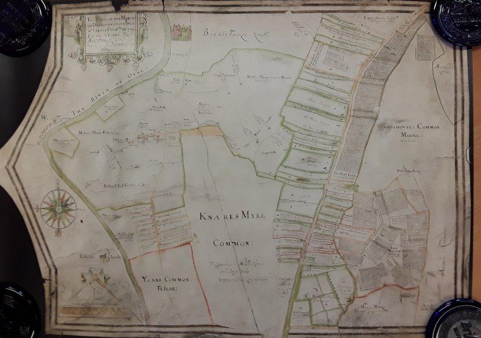 Samuel Parson's 1624 map of Dringhouses