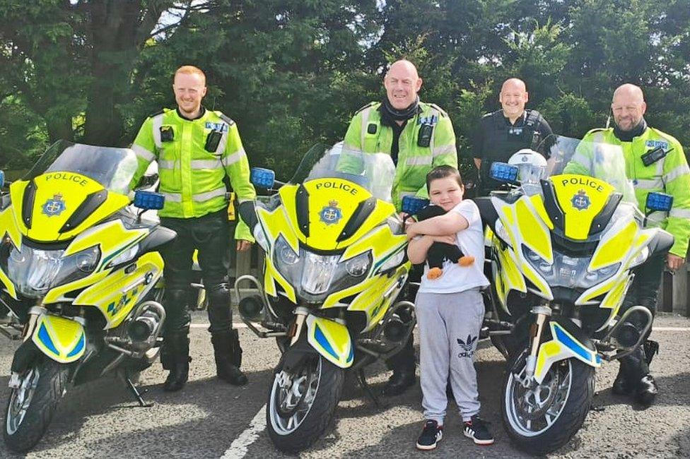 JoJo with some of the Durham Roads and Armed Policing Unit