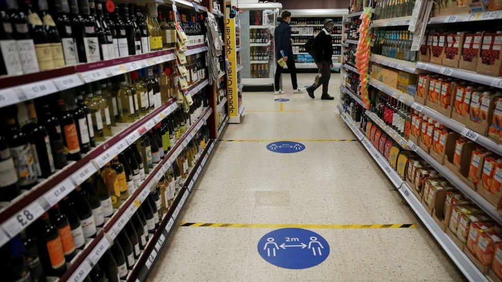 Drinks aisle of a supermarket