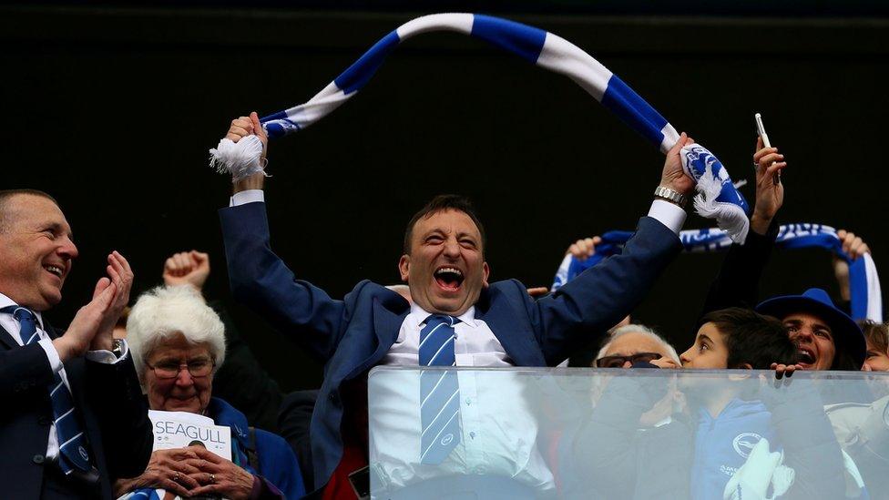 Owner and chairman Tony Bloom celebrating promotion