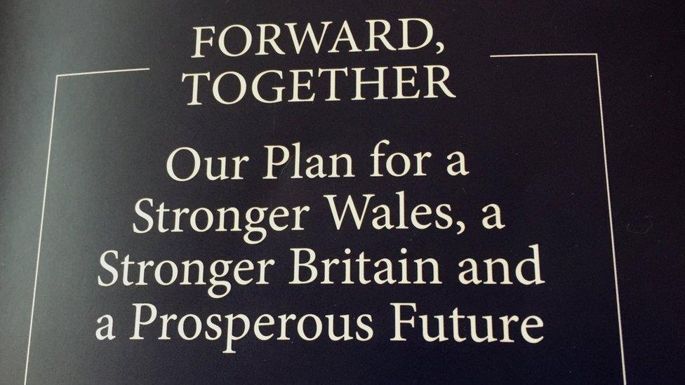 Welsh Conservative manifesto front page