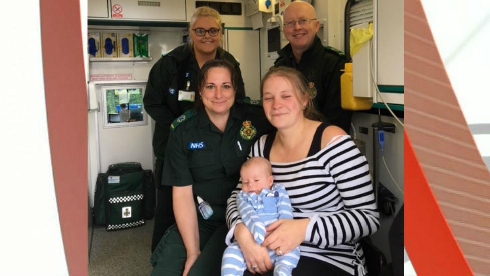 Rebecca with ambulance crew