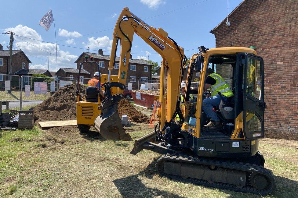 Diggers outside Luke Goold-Hannatt's home