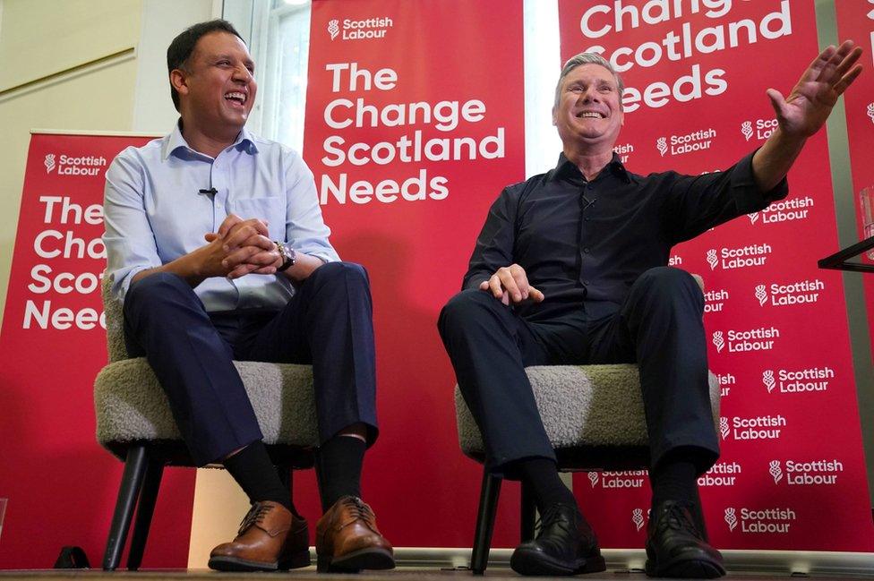 Scottish Labour leader Anas Sarwar and Sir Keir Starmer addressed party supporters in Rutherglen