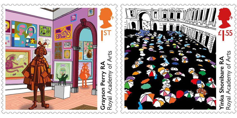 Grayson Perry and Yinka Shonibare stamps