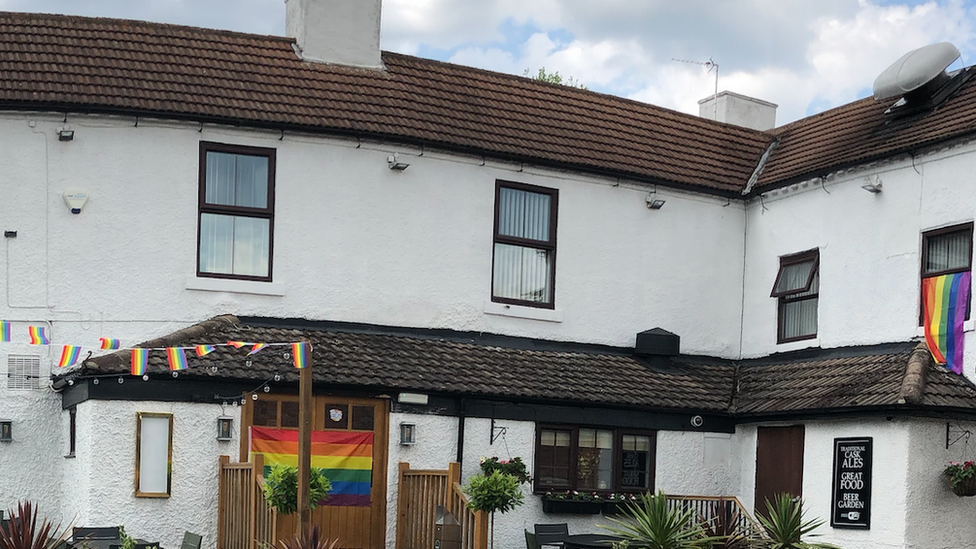 Rainbow flags and bunting put up in June during Pride month