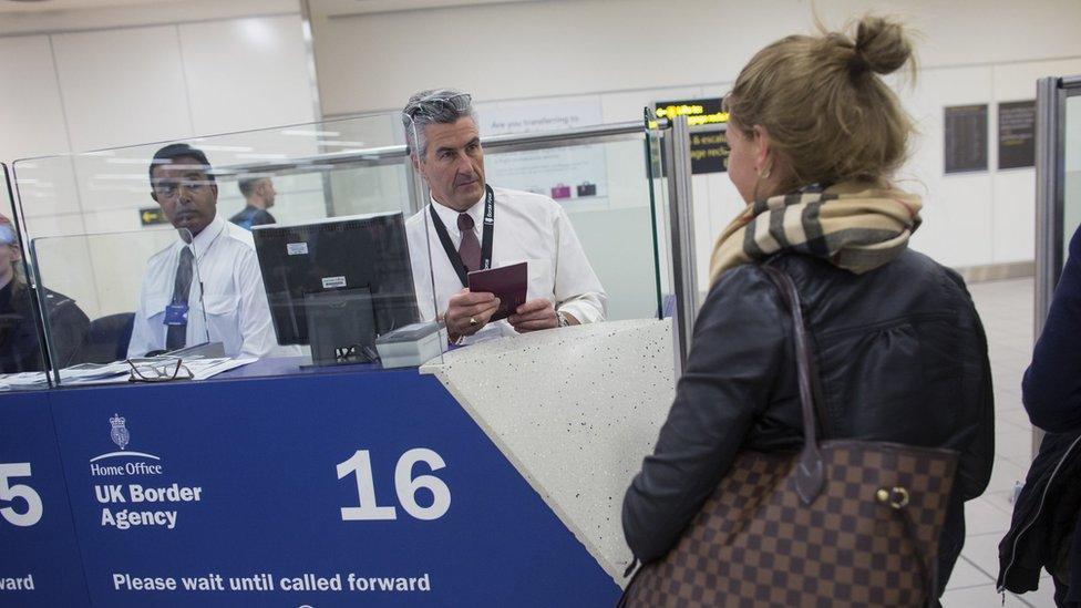 Border desk at airport