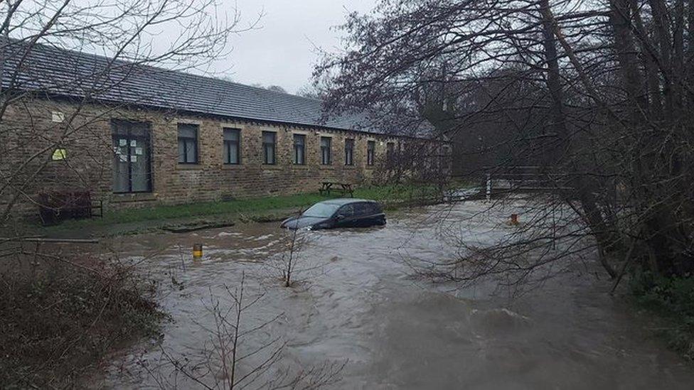 Car submerged in water