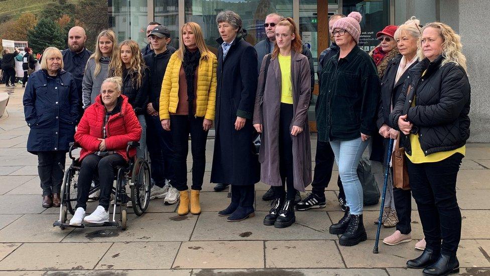 Patients of Prof Eljamel and family members at the Scottish Parliament