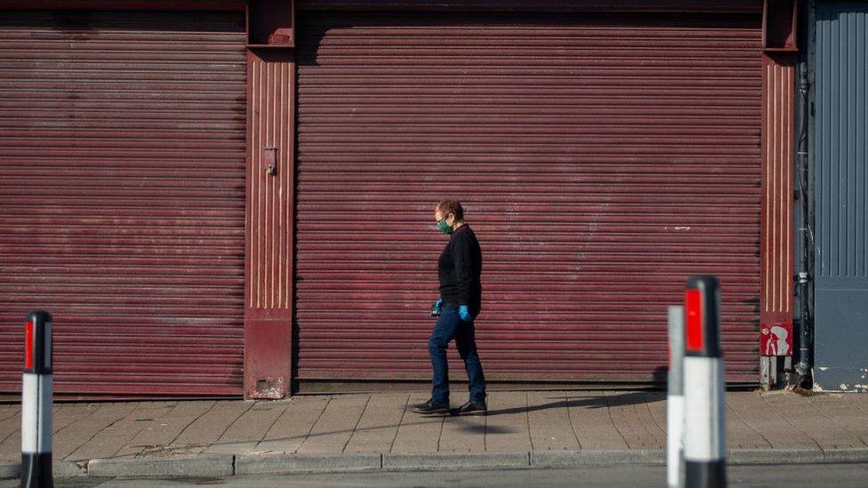 Woman walking through Cardiff street