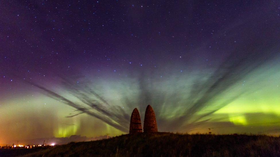 Aurora with monument