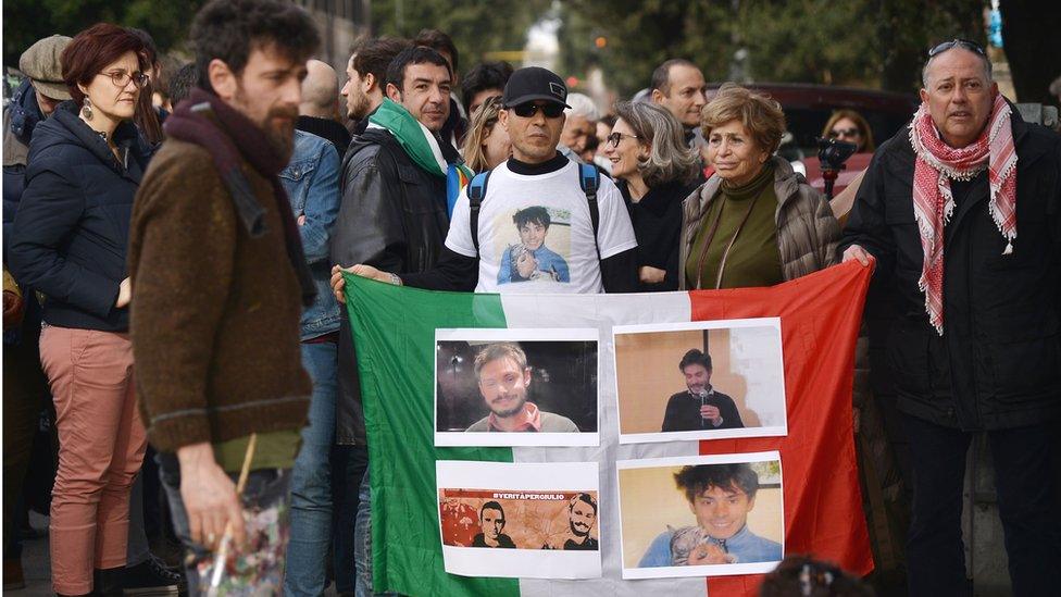 Italian protesters rally outside the Egyptian embassy in Rome (file pic Feb 2016)