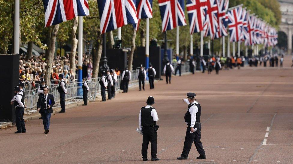 Police on the Mall ahead of lying-in-state