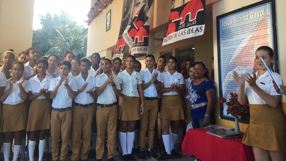 Morning assembly at the Jesus Suarez Gayol Secondary School