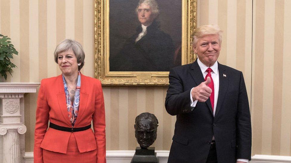 Theresa May and Donald Trump meet in the White House.