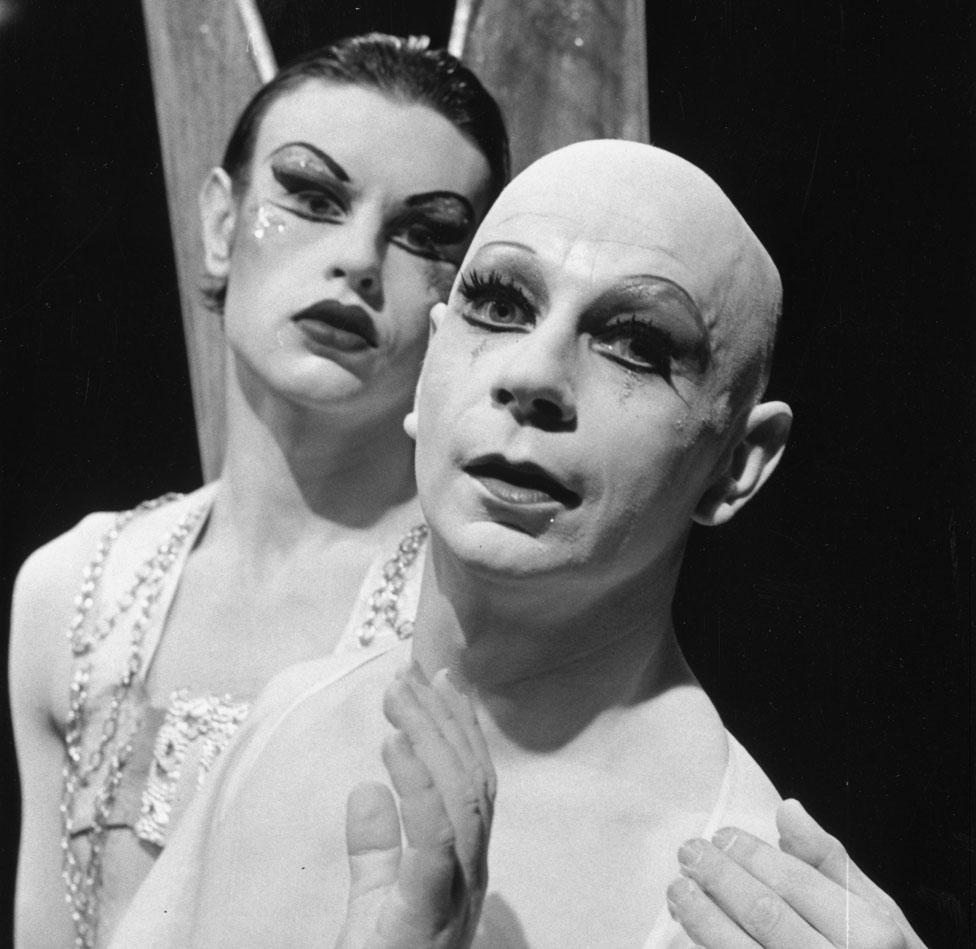 Lindsay Kemp, right, with David Haughton in July 1975