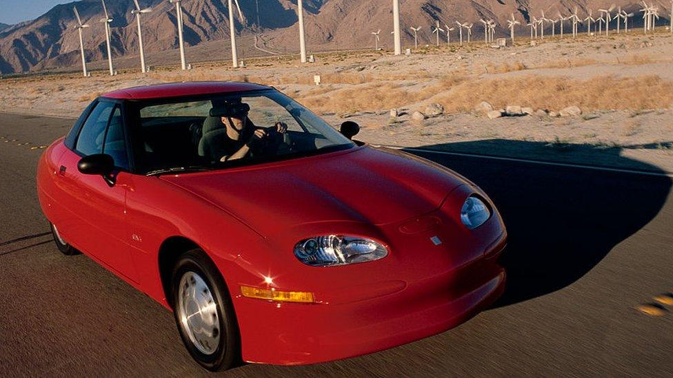 General Motors' environmentally friendly electric car, the EV1, January 1998