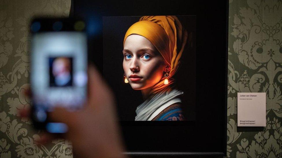 an ai generated image of a famous painting called the girl with the pearl earring