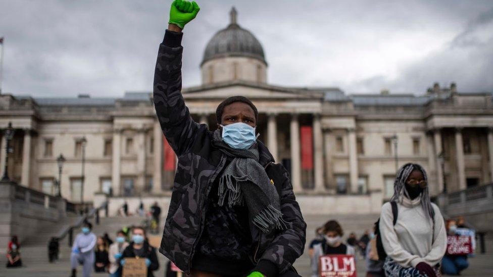 Black Lives Matter protesters in Trafalgar Square