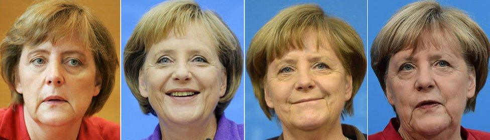 This combination of file pictures created on November 21, 2016 shows German chancellor Angela Merkel (L to R) 2005, 2009, 2013 and 2016 in Berlin.